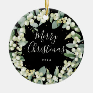 Non-Photo Custom Snowberry Christmas Ceramic Tree Decoration