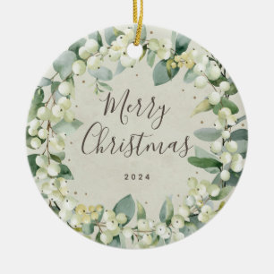 Non-Photo Custom Snowberry Christmas Ceramic Tree Decoration