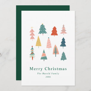 Non Photo Elegant Simple Green Christmas Trees Holiday Card