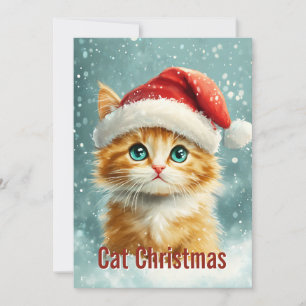 Non Photo Funny Cute Orange Merry Christmas Cat Holiday Card