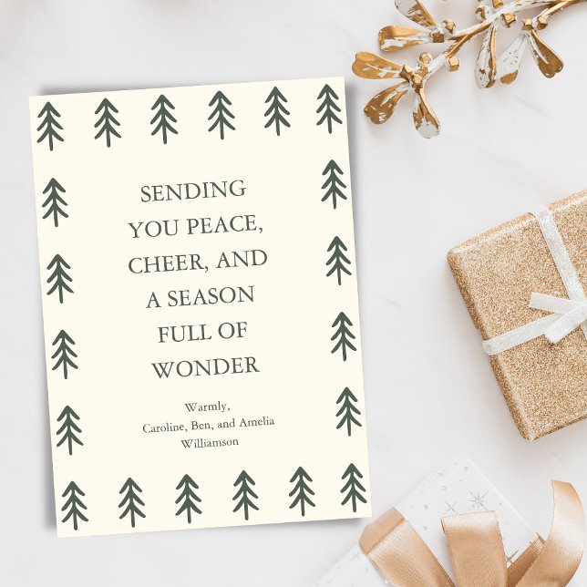 Non-Photo Pine Tree Christmas Forest Personalized Holiday Card (Creator Uploaded)