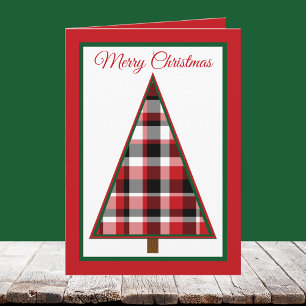 Non Photo Red Plaid Christmas Tree Christmas Card
