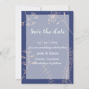 Non Photo Simple Blue Wild Flower  Save The Date