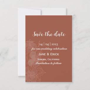 Non Photo Simple Earthy Colour Floral  Save The Date
