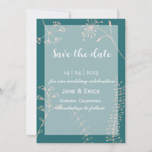 Non Photo Simple Greenish Blue Wild Flower Save The Date