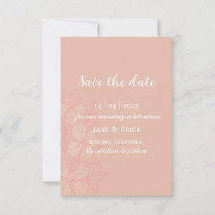 Non Photo Simple Pink Floral  Save The Date
