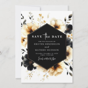 Non-Photo Unique Gold and Black Wedding Save The Date