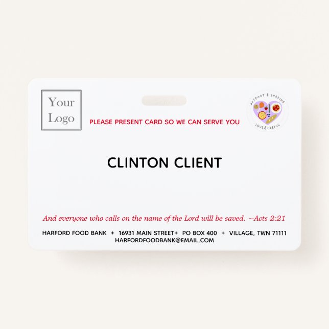 Non Profit Charity Client ID Card ID Badge (Back)