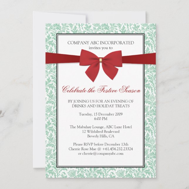 Non Religious Holiday Party Invitati (Faux Ribbon) Invitation (Front)