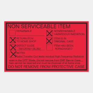 Non Repairable Leaking Radiation Sticker