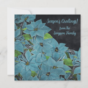 Non-traditional Painted Blue Poinsettia Card