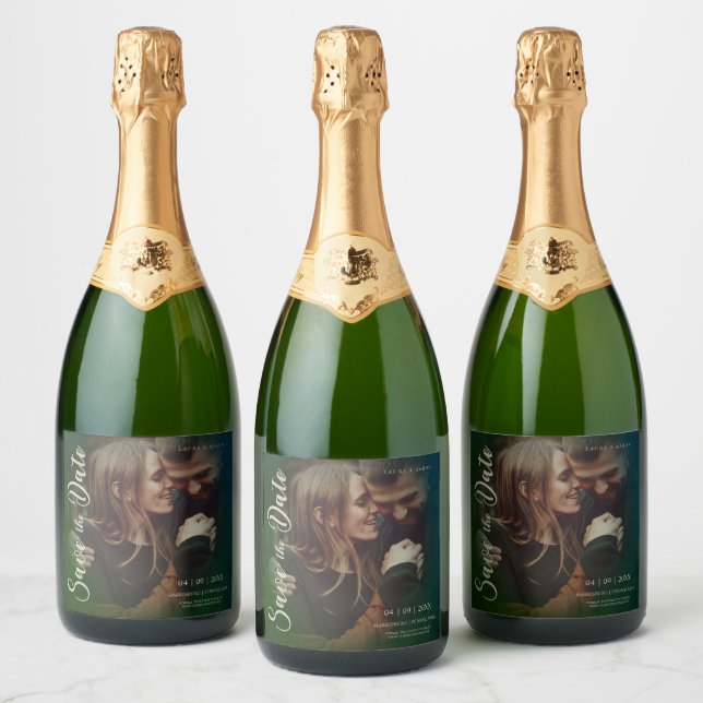 Non-Traditional Wedding Save the Date Engagement Sparkling Wine Label (Bottles)