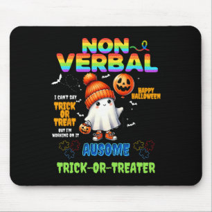 Non-verbyl Ausome Trick-or-treater Halloween Autis Mouse Mat