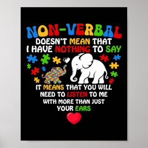 Non-verbyl Doesn't Mean I Have Nothing Autism Awar Poster