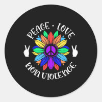 Non Violence Peace Love Sign Sunflower Graphic
