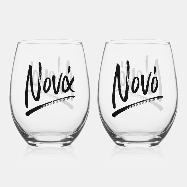Nona and Nono Greek Godmother Godfather stylish Stemless Wine Glass (Front)