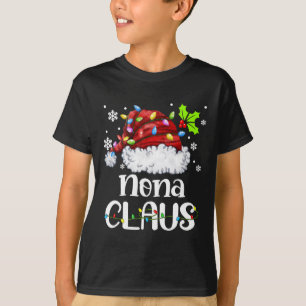 Nona Claus Santa Hat Christmas Light Xmas Family  T-Shirt