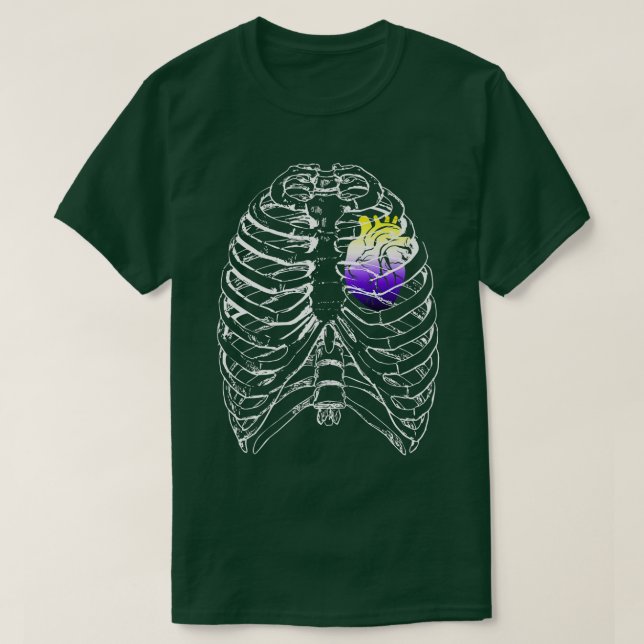 Nonbinary Anatomical Heart Ribcage NB Enby Pride H T-Shirt (Design Front)