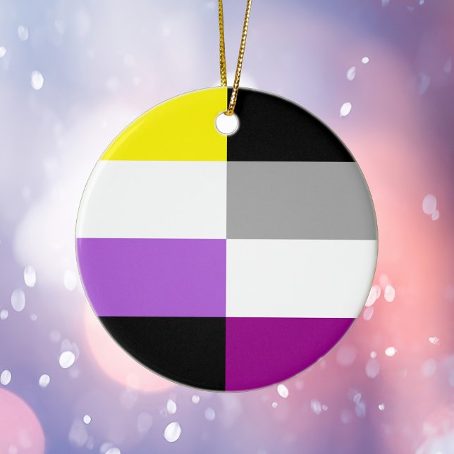 Nonbinary Asexual Dual Pride Flag Christmas Ceramic Tree Decoration (Creator Uploaded)