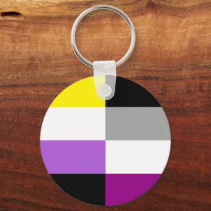 Nonbinary Asexual Dual Pride Flag Key Ring