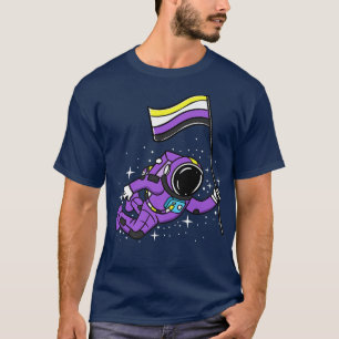 Nonbinary Astronaut In Space Nonbinary Pride T-Shirt