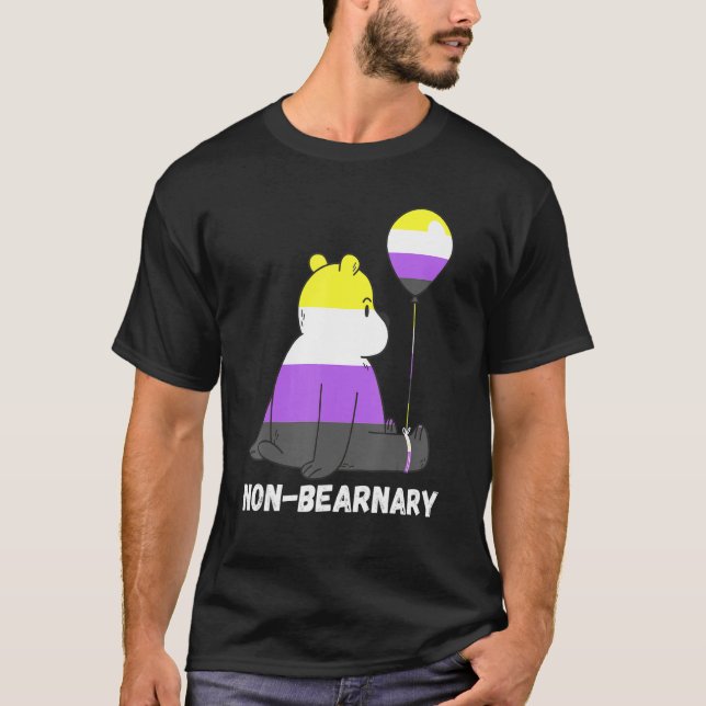 Nonbinary Bear Ballon Lgbtq Nonbinary Flag Nonbina T-Shirt (Front)