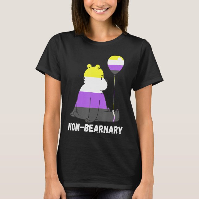 Nonbinary Bear Ballon Lgbtq Nonbinary Flag Nonbina T-Shirt (Front)