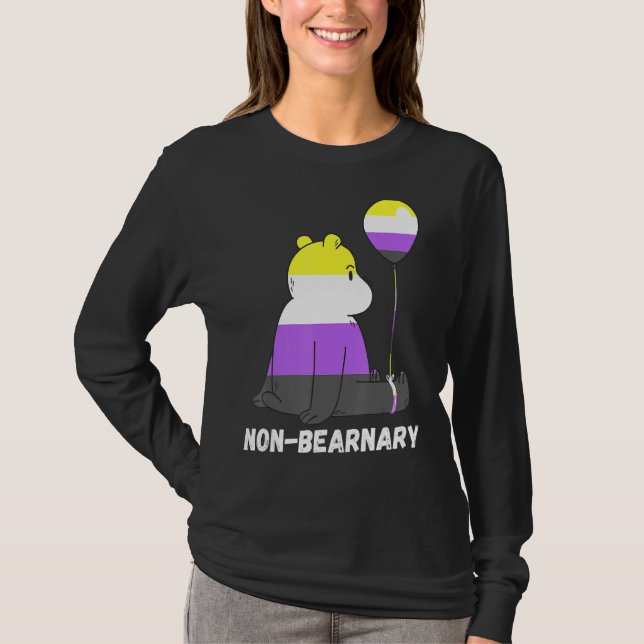 Nonbinary Bear Ballon Lgbtq Nonbinary Flag Nonbina T-Shirt (Front)