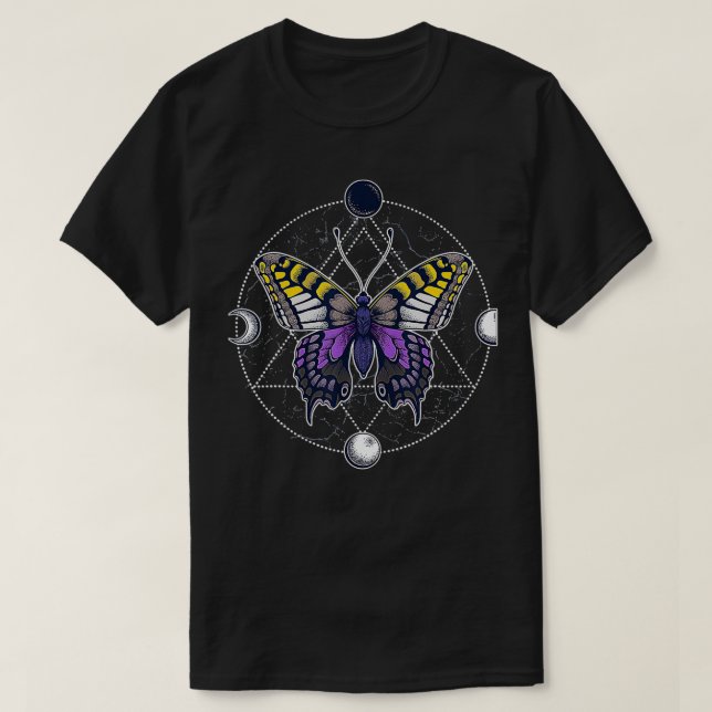 Nonbinary Butterfly Enby Pride Flag LGBT Subtle Tr T-Shirt (Design Front)