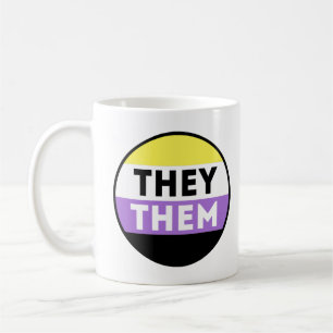 Nonbinary Button Pronouns - They Them Coffee Mug