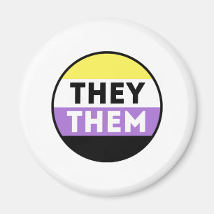 Nonbinary Button Pronouns - They Them Magnet