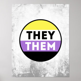 Nonbinary Button Pronouns - They Them Poster