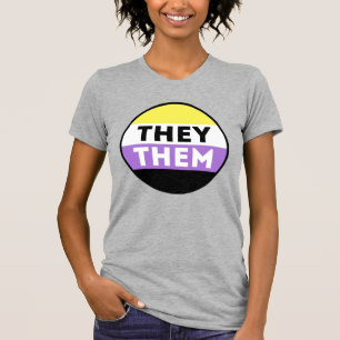 Nonbinary Button Pronouns - They Them T-Shirt