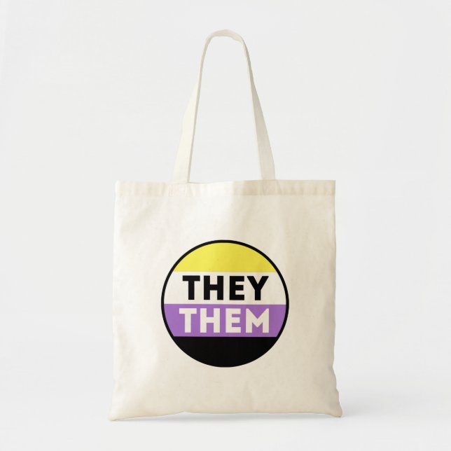 Nonbinary Button Pronouns - They Them Tote Bag (Front)