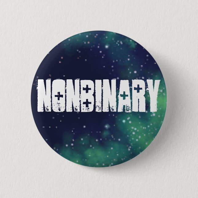 Nonbinary Customisable Galaxy Identity 6 Cm Round Badge (Front)
