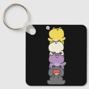 Nonbinary Flag Colour Frogs Subtle Enby Pride Cute Key Ring