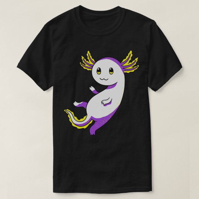 NonBinary Flag Colours Axolotl Pride Agender I T-Shirt (Design Front)