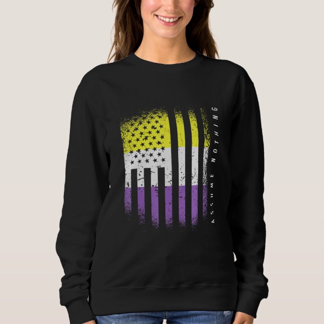 Nonbinary Flag Enby Genderqueer Non Binary Sweatshirt (Front)
