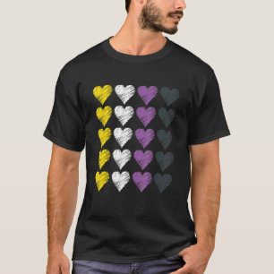 Nonbinary Flag Hearts Cute Lgbtq No Gender T-Shirt
