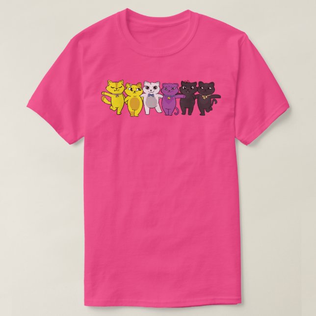 Nonbinary Flag Non Binary Pride LGBTQ Cats Purride T-Shirt (Design Front)