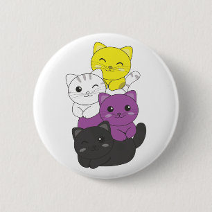 Nonbinary Flag Non Binary Pride Lgbtq Cute Cat But 6 Cm Round Badge