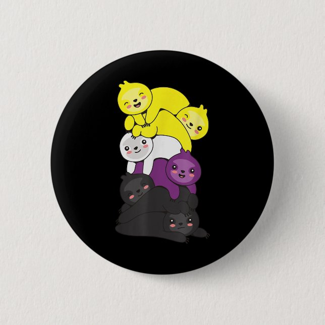 Nonbinary Flag Non Binary Pride Lgbtq Sloth _1  6 Cm Round Badge (Front)