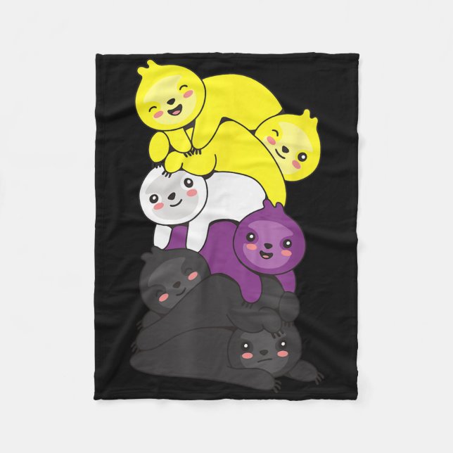 Nonbinary Flag Non Binary Pride Lgbtq Sloth _1  Fleece Blanket (Front)