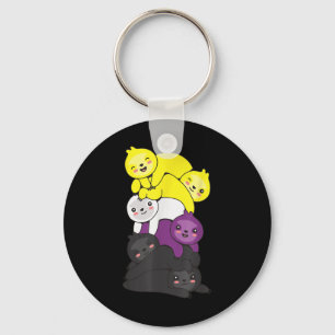 Nonbinary Flag Non Binary Pride Lgbtq Sloth _1  Key Ring