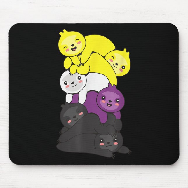 Nonbinary Flag Non Binary Pride Lgbtq Sloth _1  Mouse Mat (Front)