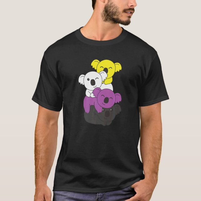 Nonbinary Flag Pile Pride Lgbtq Koalas Cute Nonbin T-Shirt (Front)