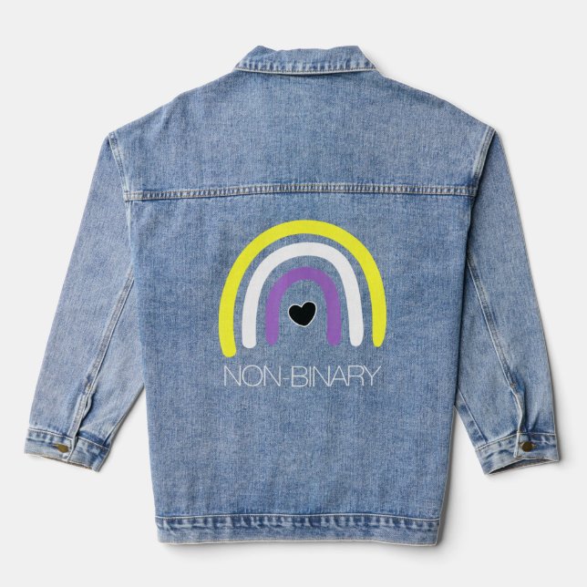 Nonbinary Flag Rainbow Enby Genderqueer Non Binary Denim Jacket (Back)
