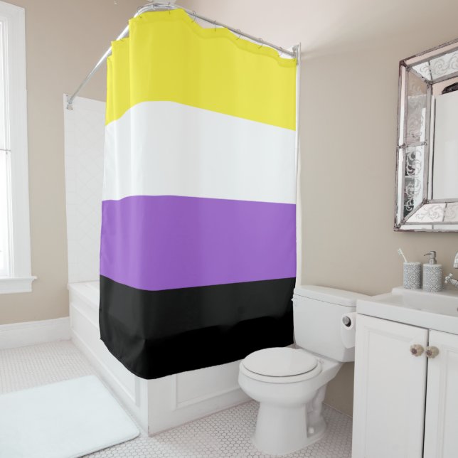 Nonbinary Flag Shower Curtain (In Situ)