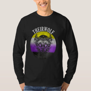 Nonbinary Flag Theirwolf Nonbinary Pride LGBTQ Gen T-Shirt
