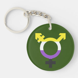Nonbinary Flag Trans Symbol Key Ring